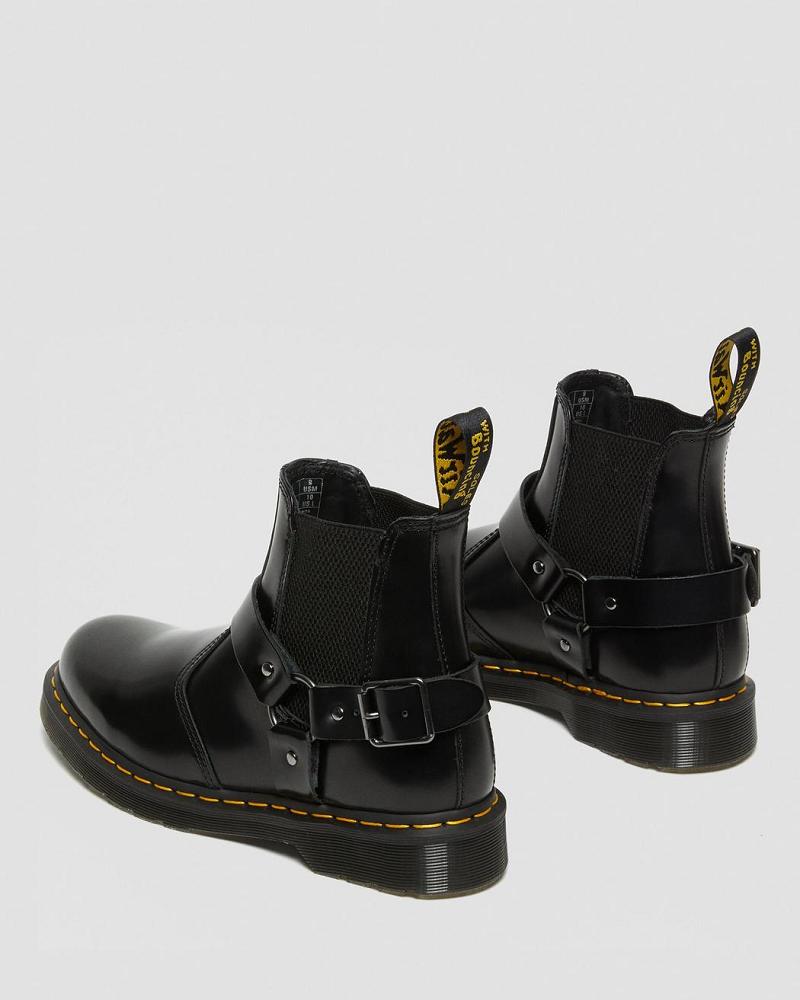 Dr Martens Wincox Smooth Leren Gesp Enkellaars Dames Zwart | NL 691BEX